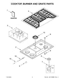 Cooktop, burner and grate parts