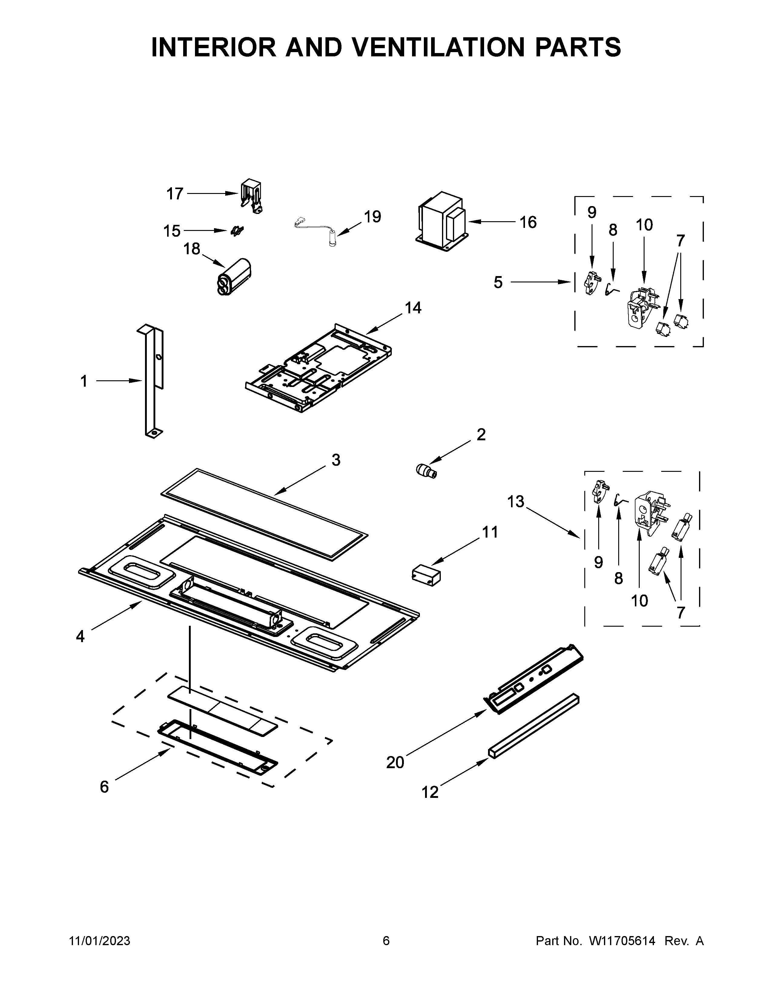 Interior and ventilation parts