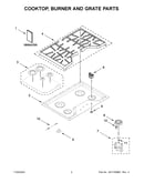 Cooktop, burner and grate parts