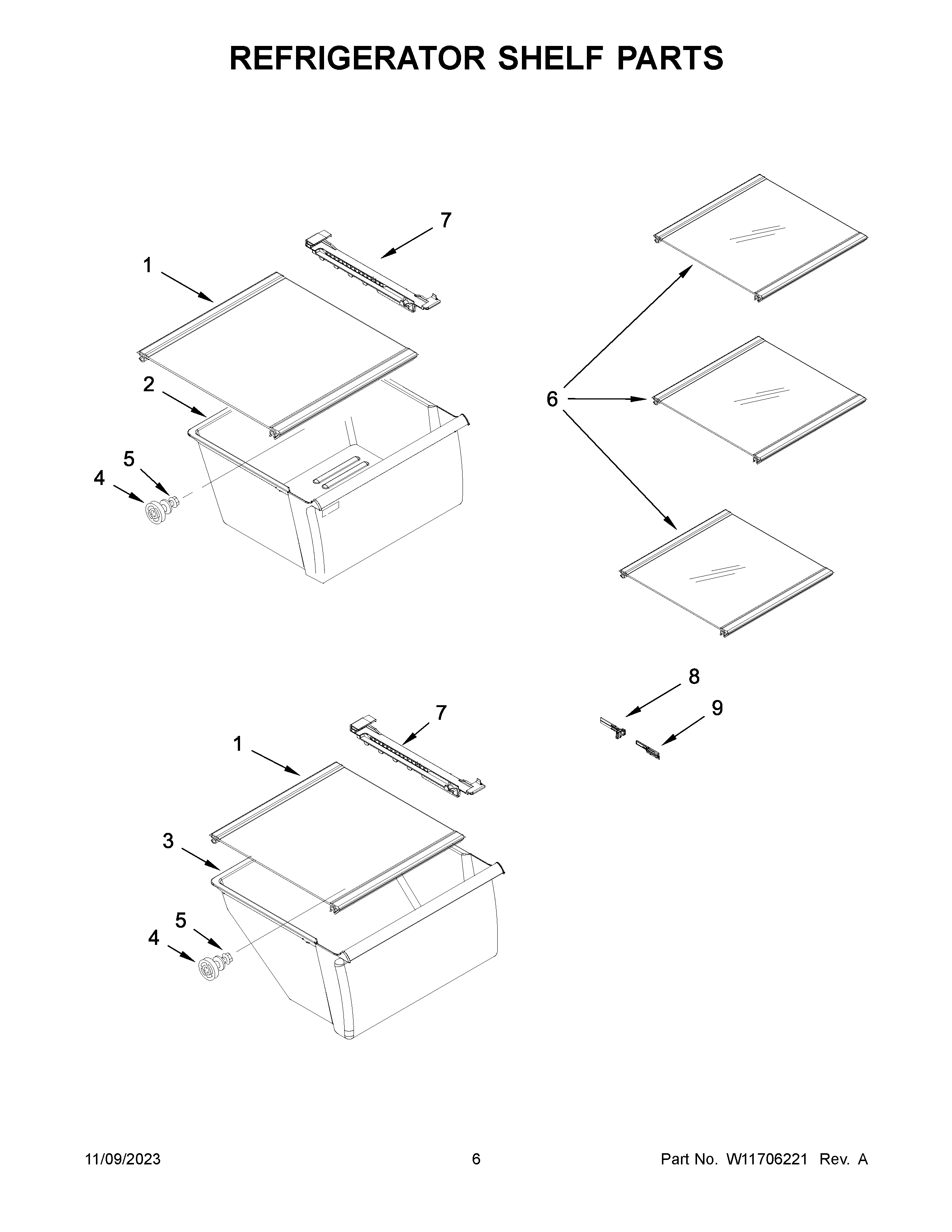 Refrigerator shelf parts