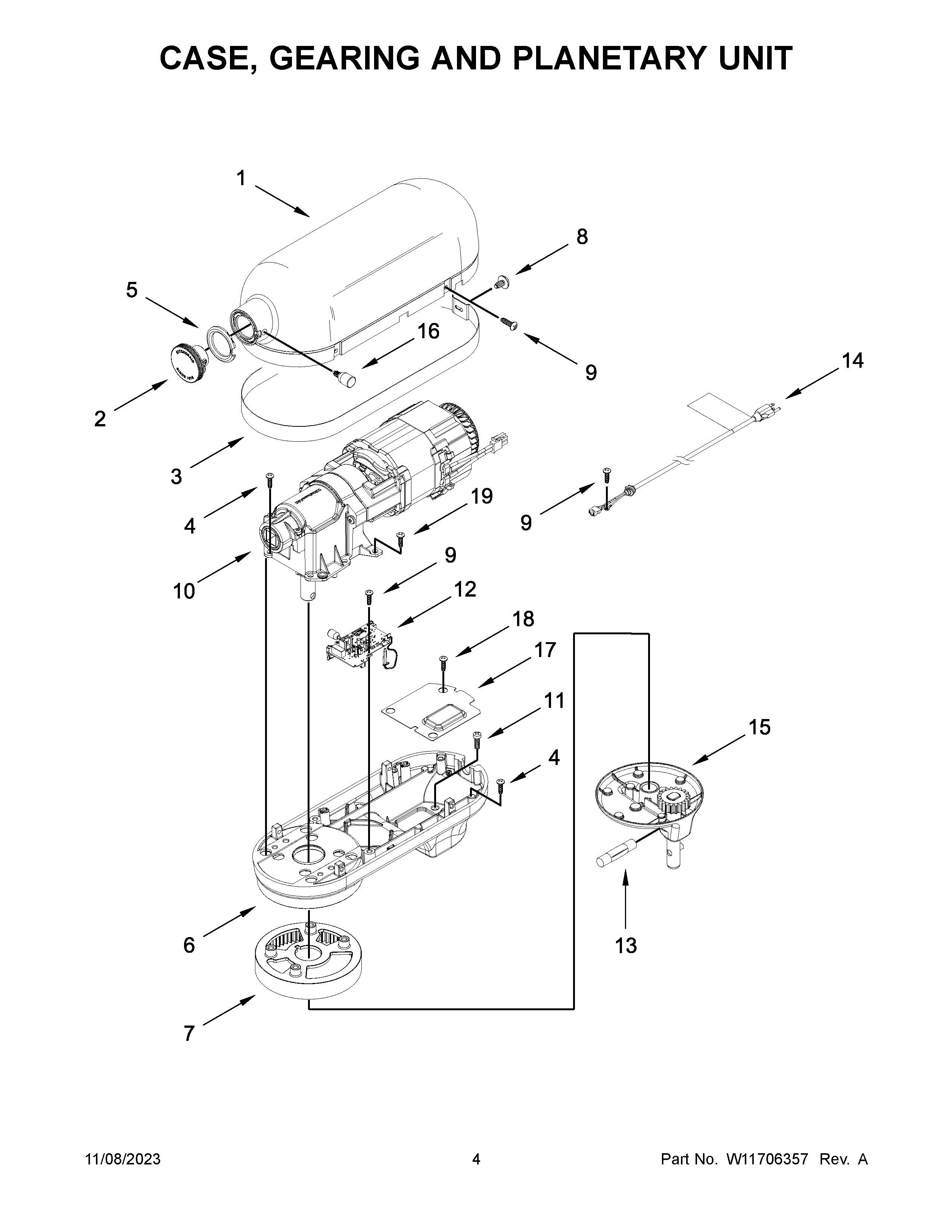 Case, gearing and planetary unit