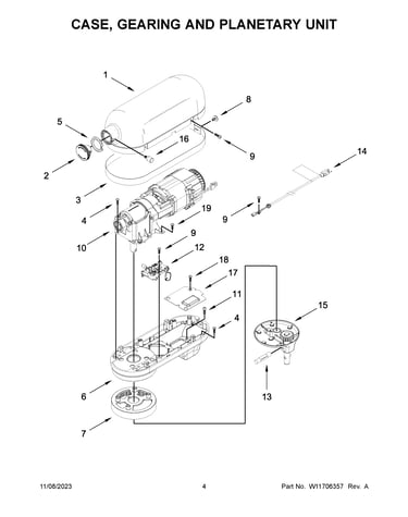 Case, gearing and planetary unit