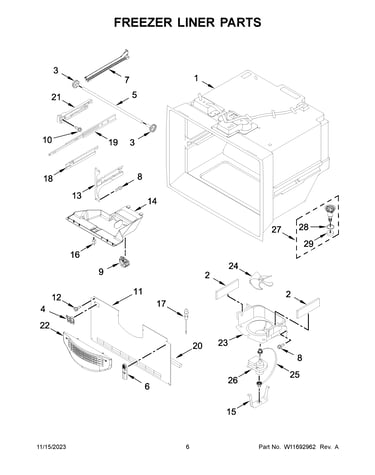 Freezer liner parts
