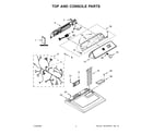 Whirlpool WED6150PB0 top and console parts diagram