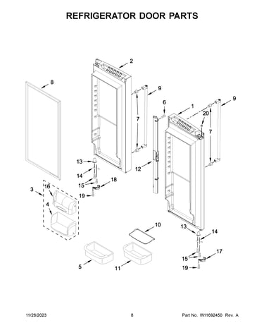 Refrigerator door parts