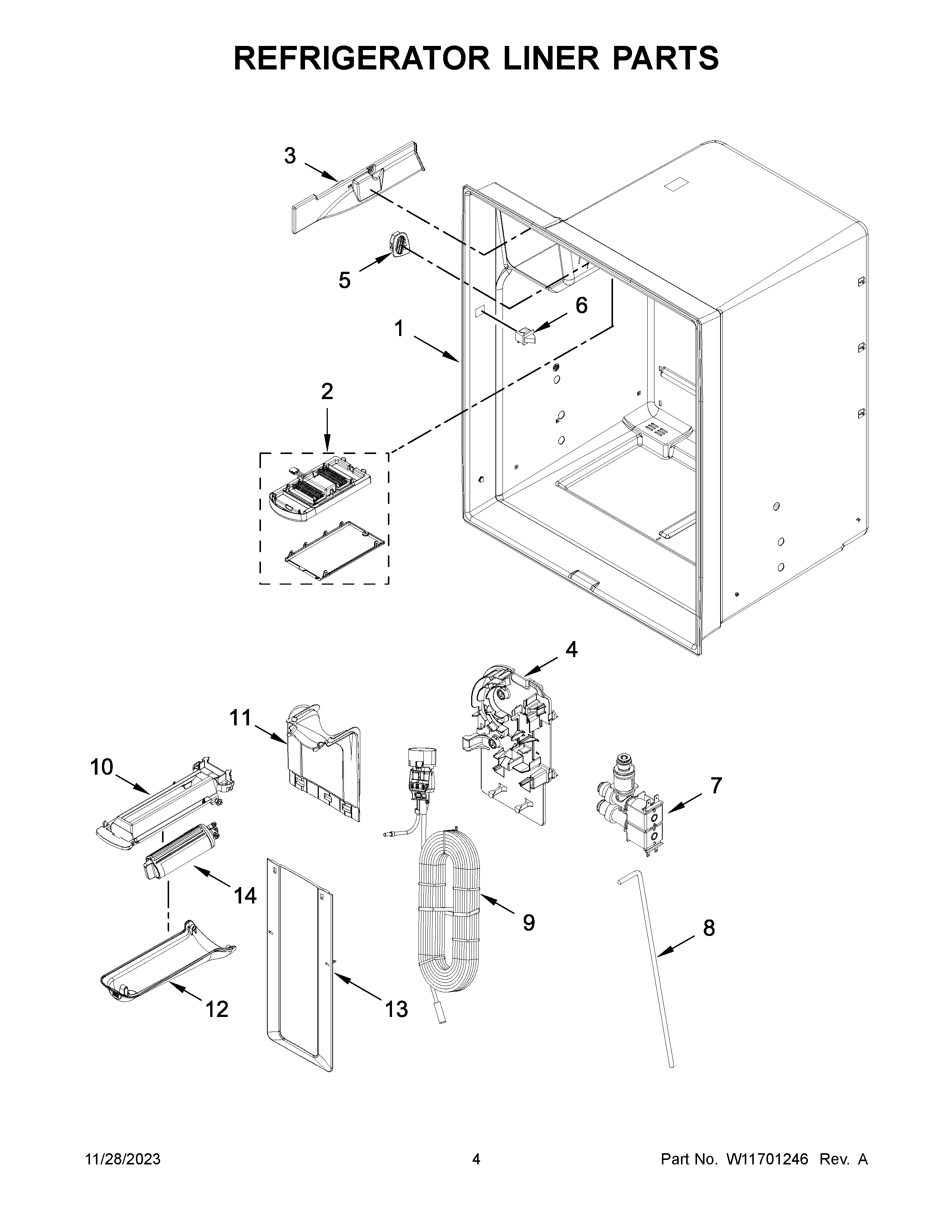 Refrigerator liner parts