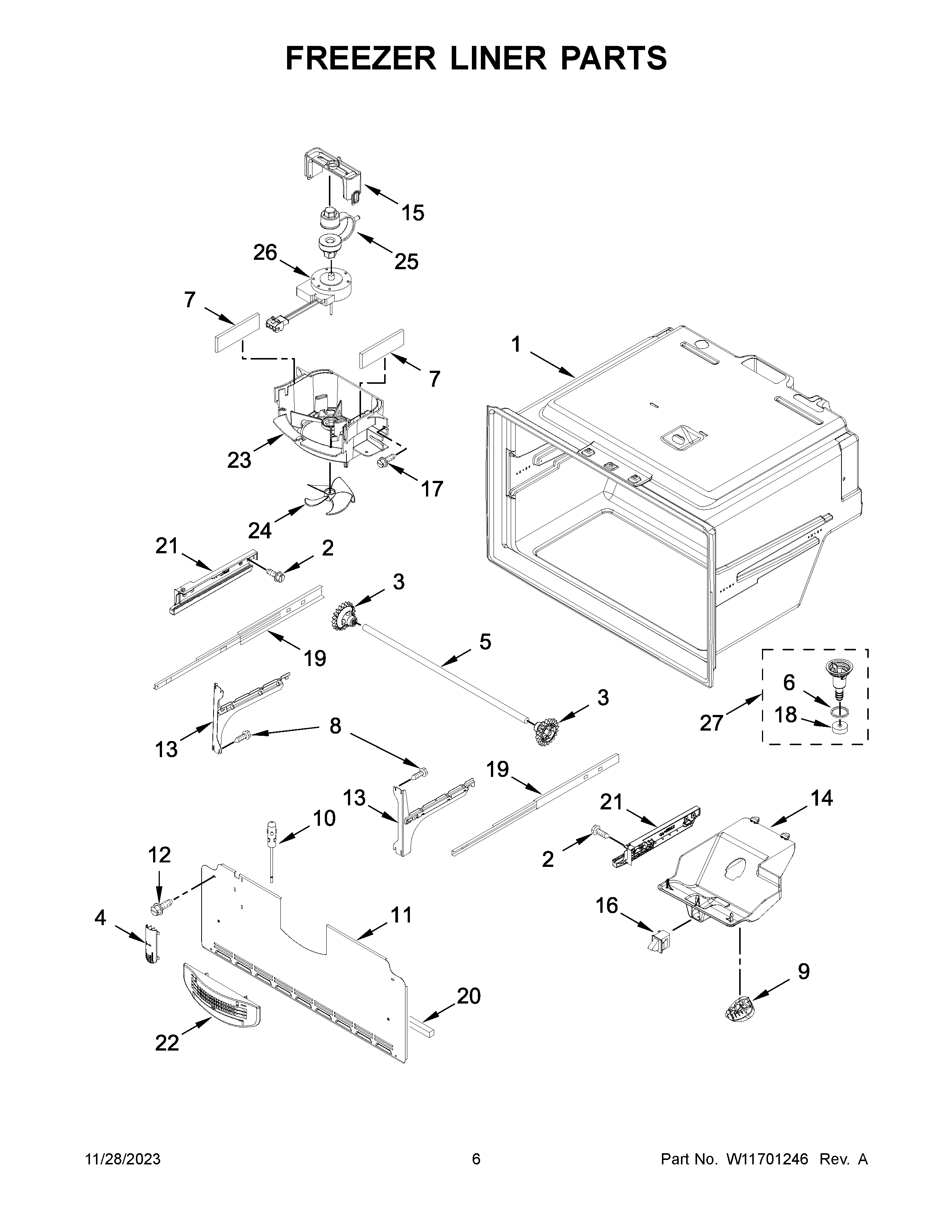 Freezer liner parts