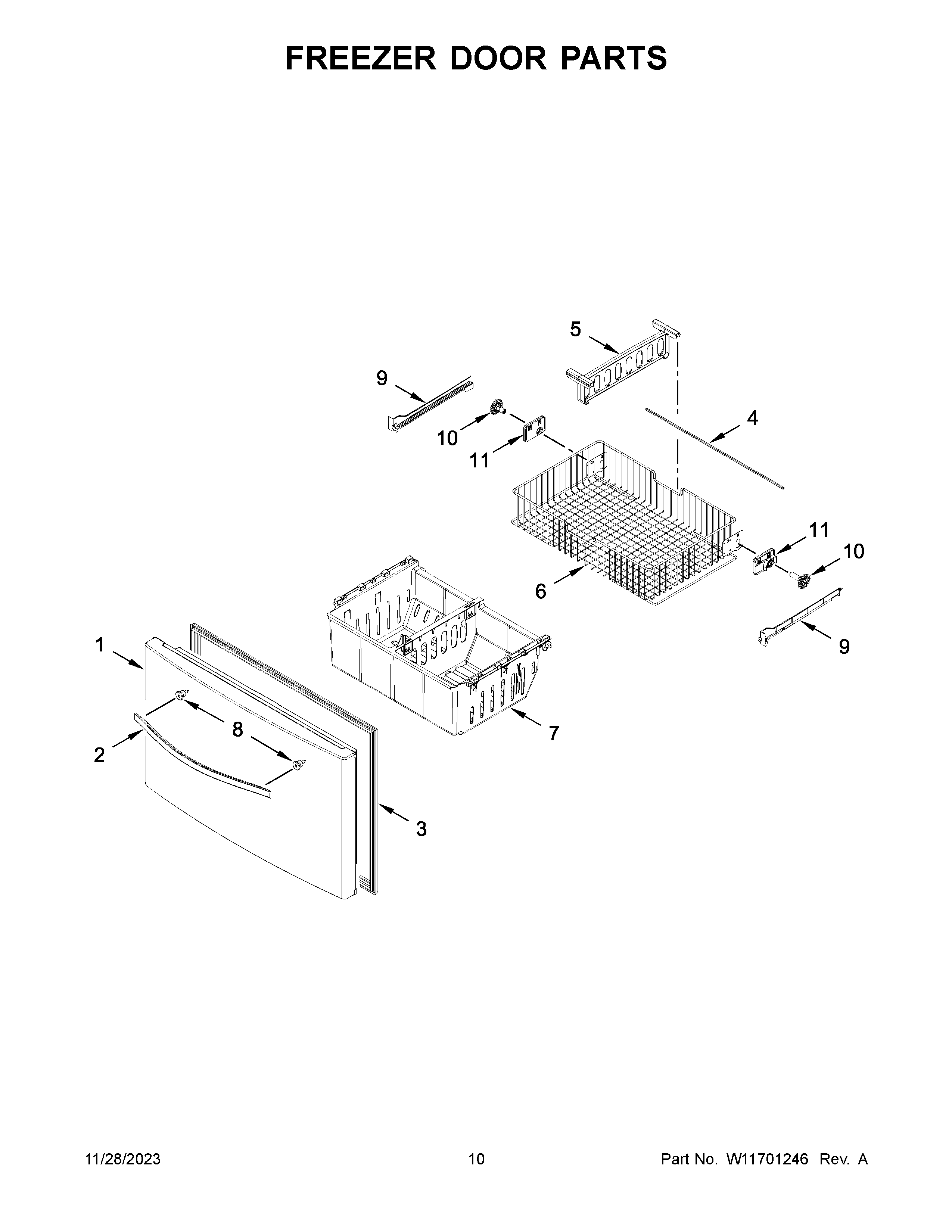 Freezer door parts