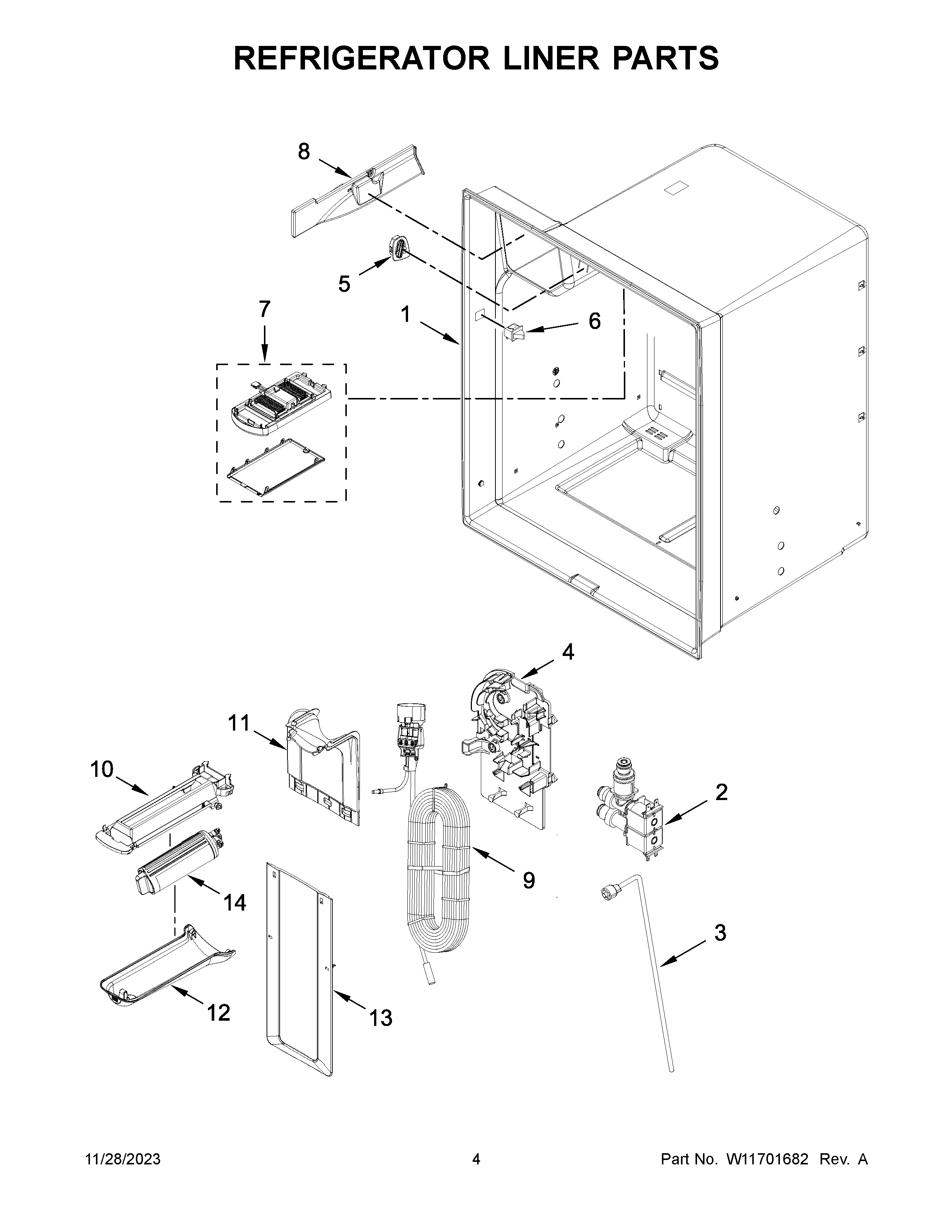 Refrigerator liner parts