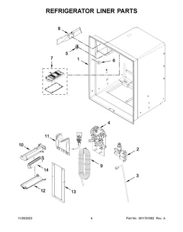 Refrigerator liner parts