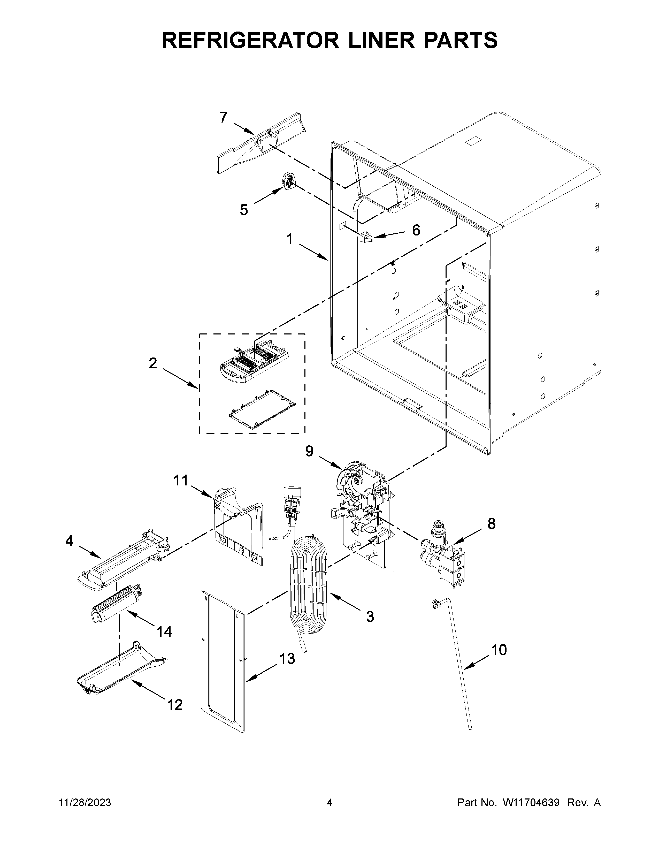 REFRIGERATOR LINER PARTS