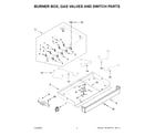 KitchenAid KCGG536PBL00 burner box, gas valves and switch parts diagram