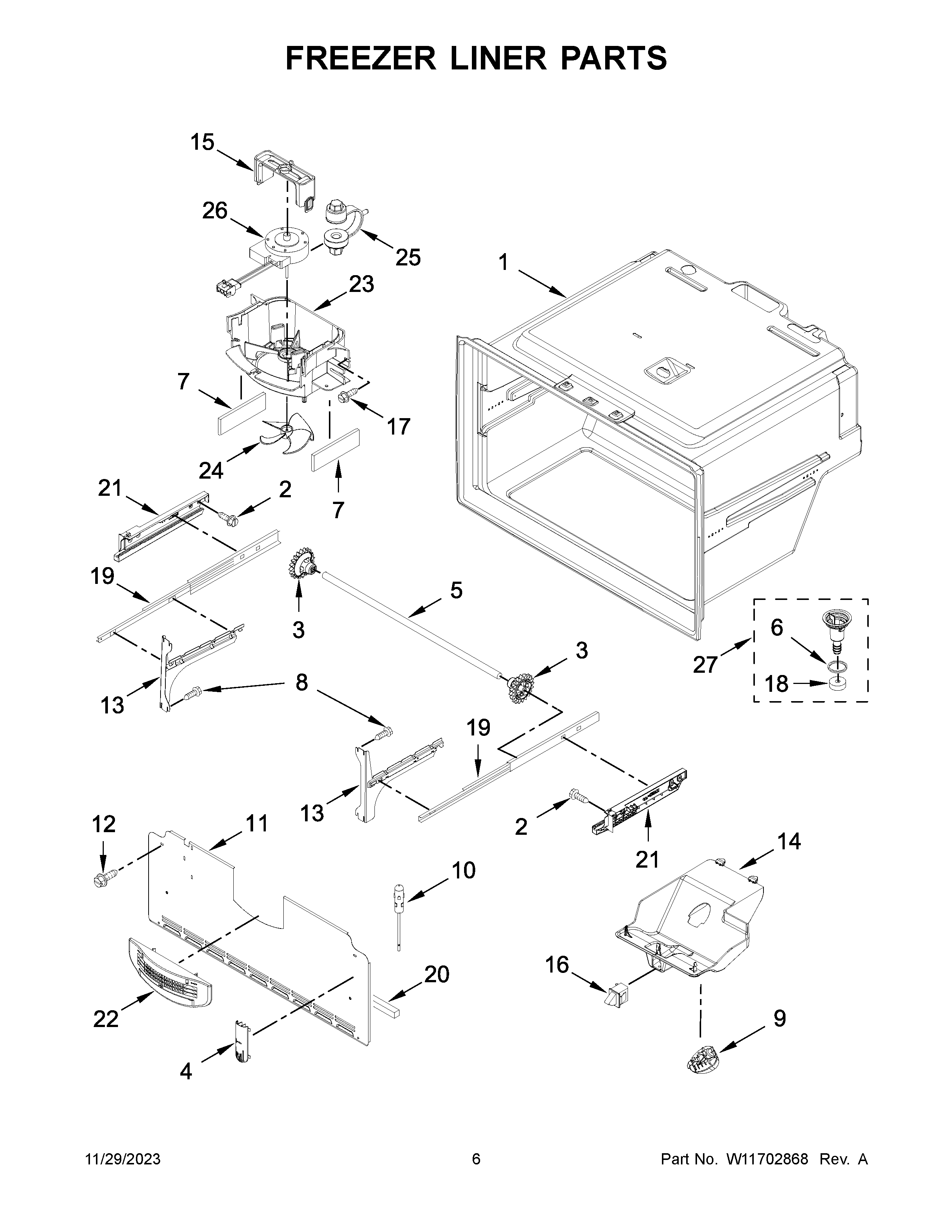 Freezer liner parts
