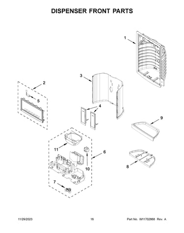 Dispenser front parts