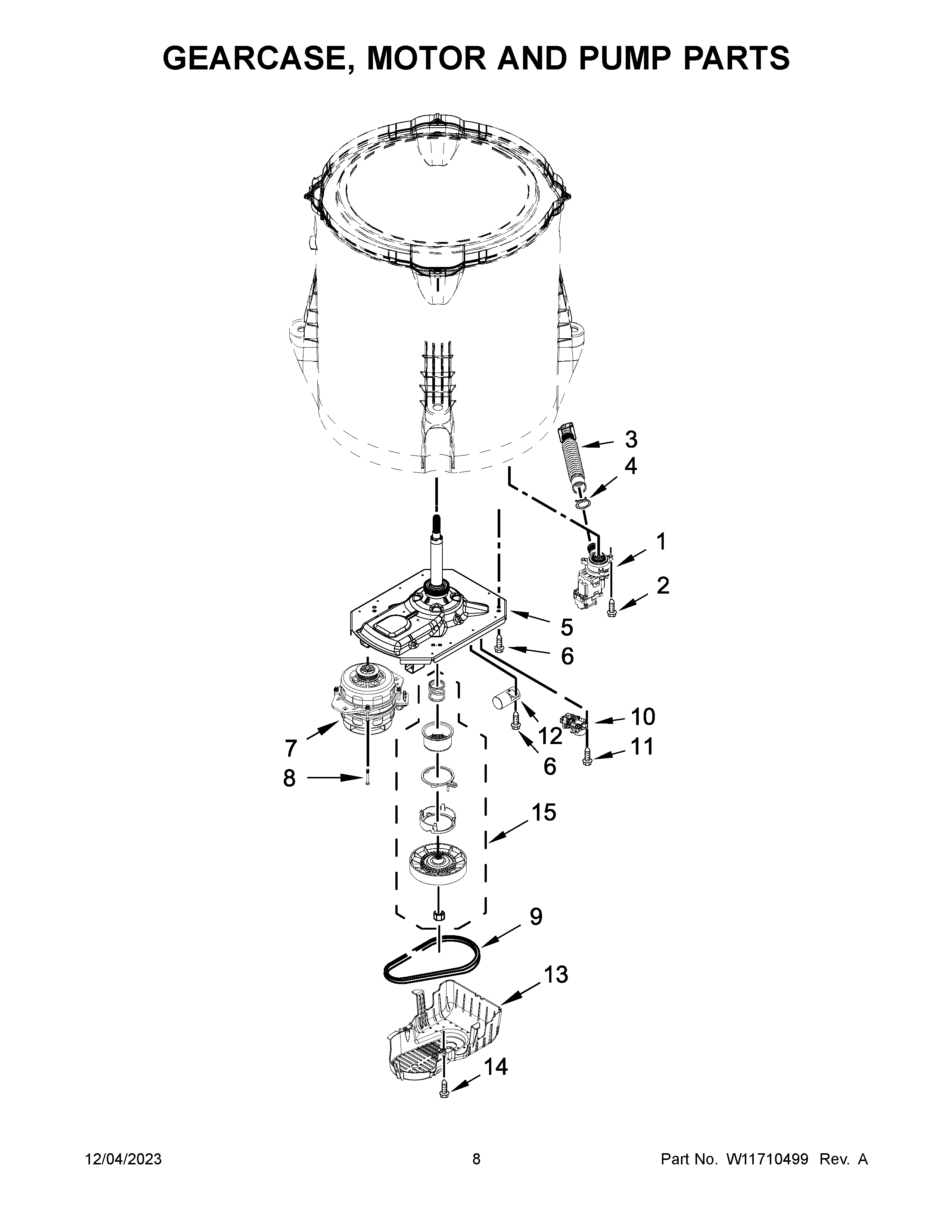 GEARCASE, MOTOR AND PUMP PARTS