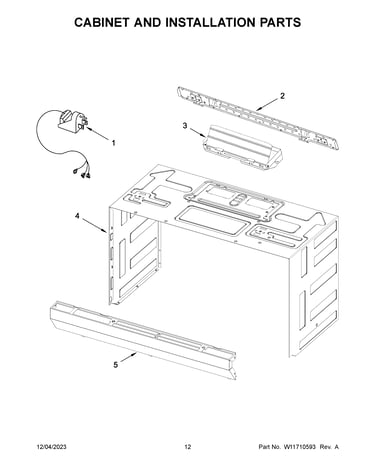 Cabinet and installation parts