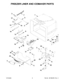 Freezer liner and icemaker parts