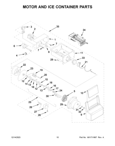 Motor and ice container parts