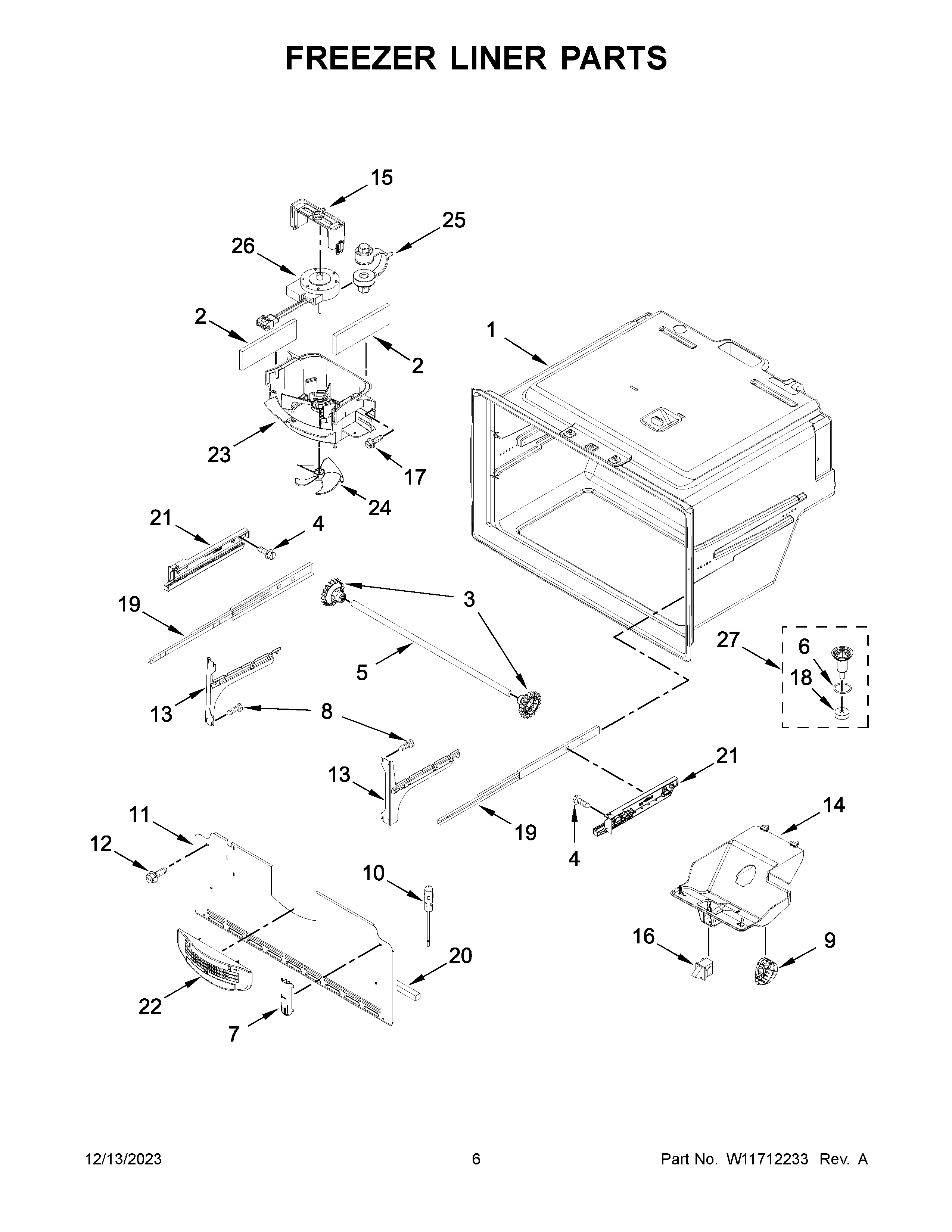 Freezer liner parts