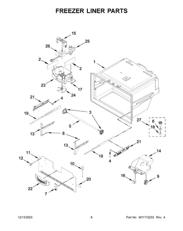 Freezer liner parts