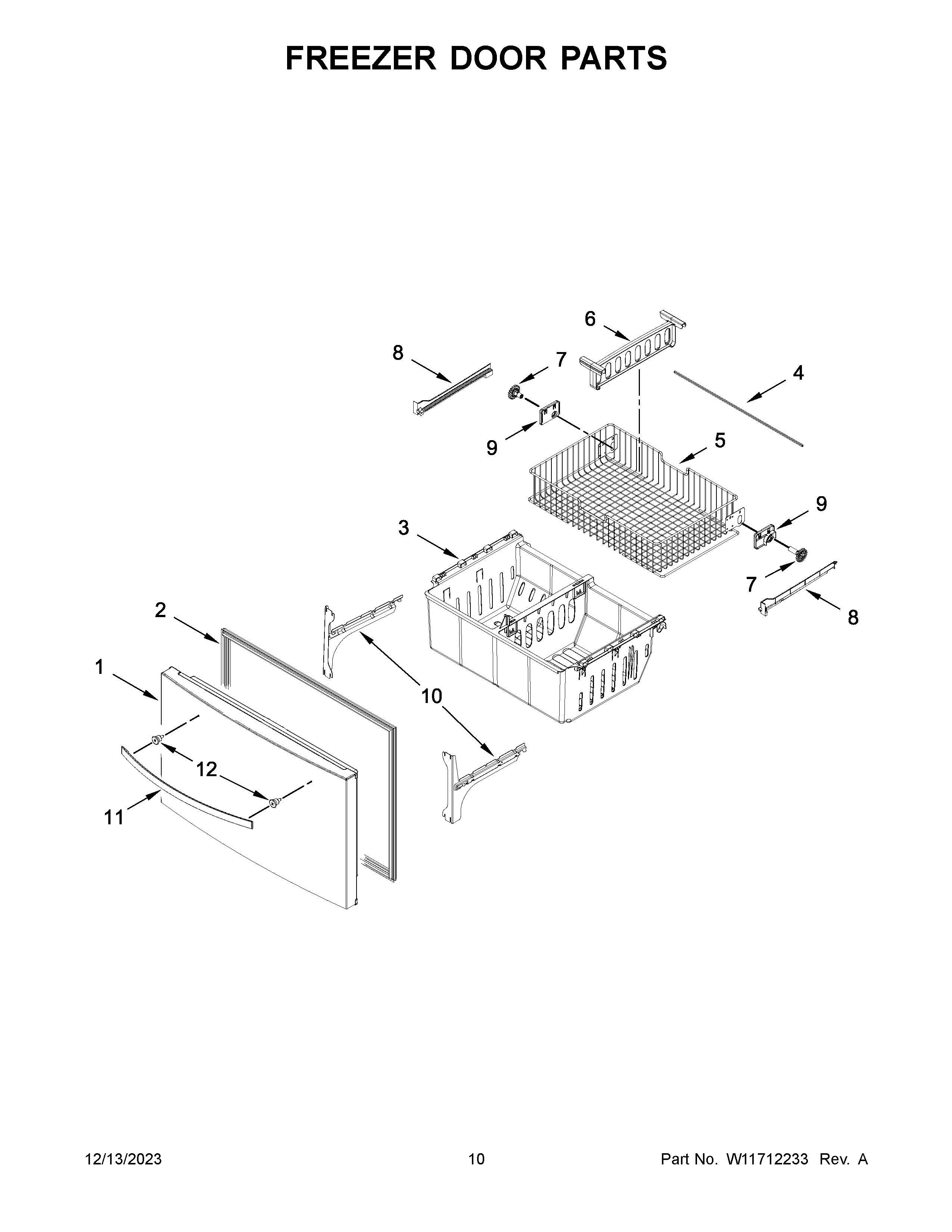 Freezer door parts