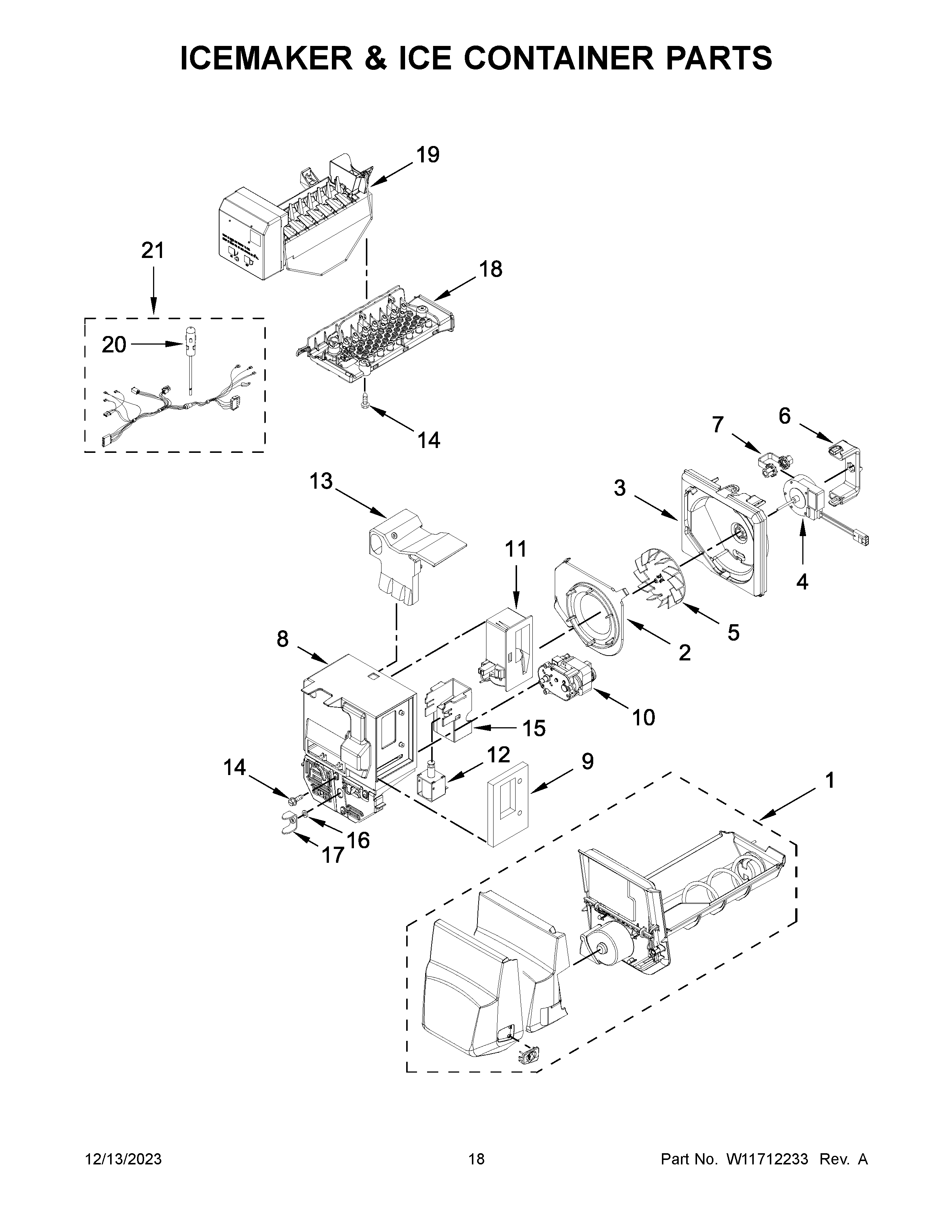 Icemaker & ice container parts