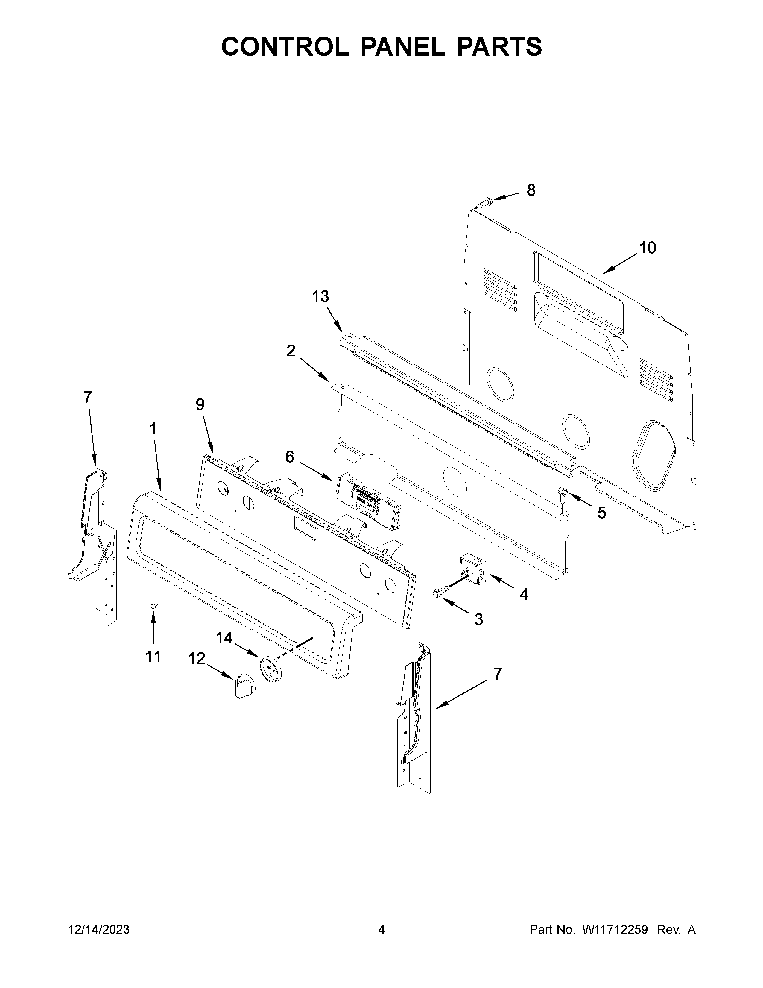 Control panel parts