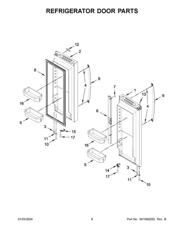 Refrigerator door parts