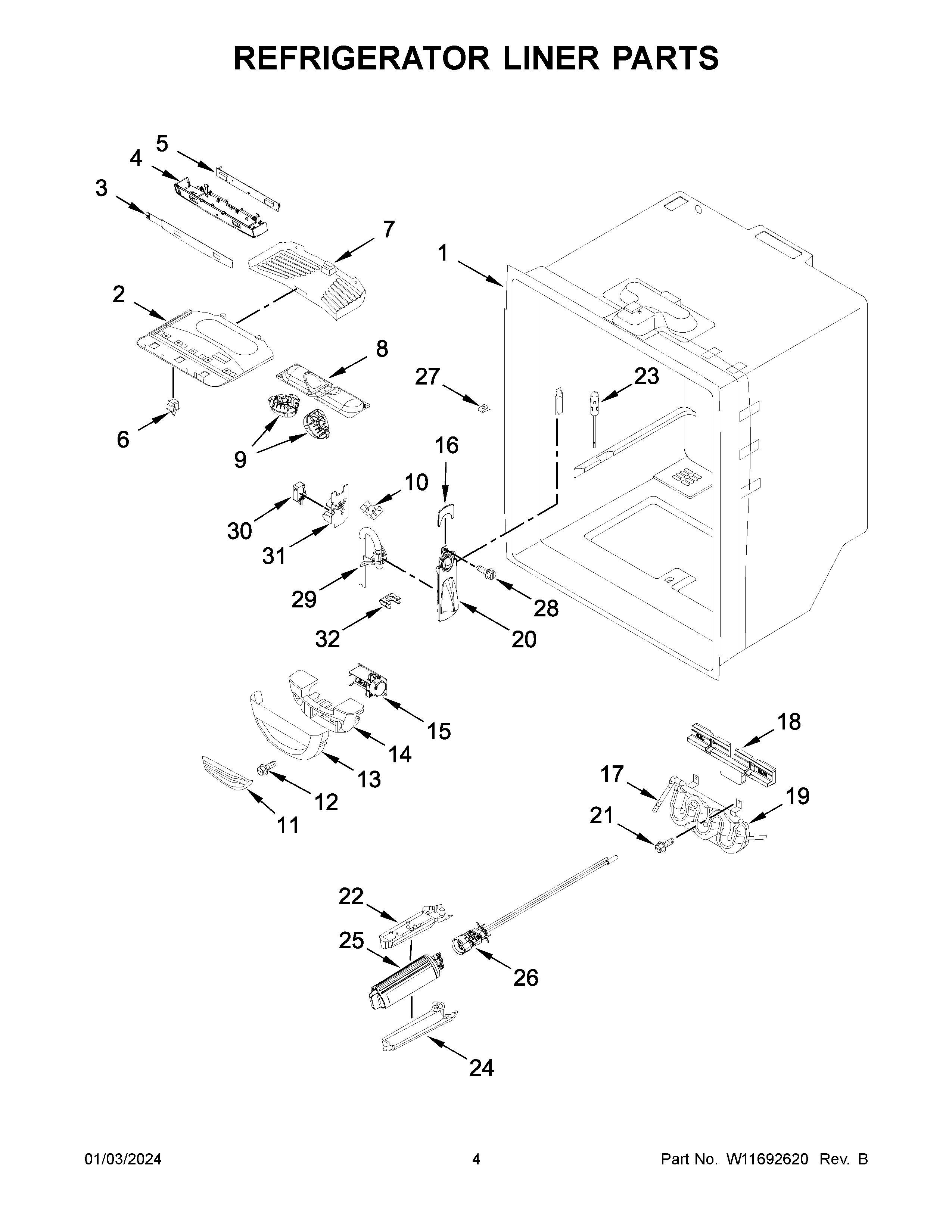 Refrigerator liner parts