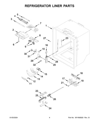 Refrigerator liner parts
