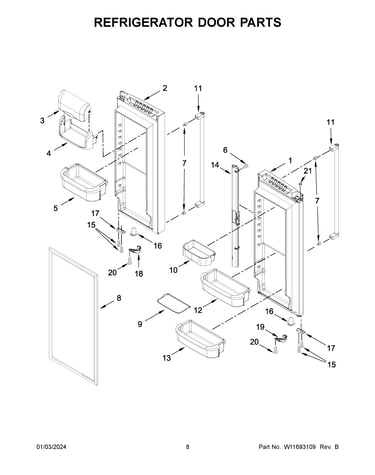 Refrigerator door parts