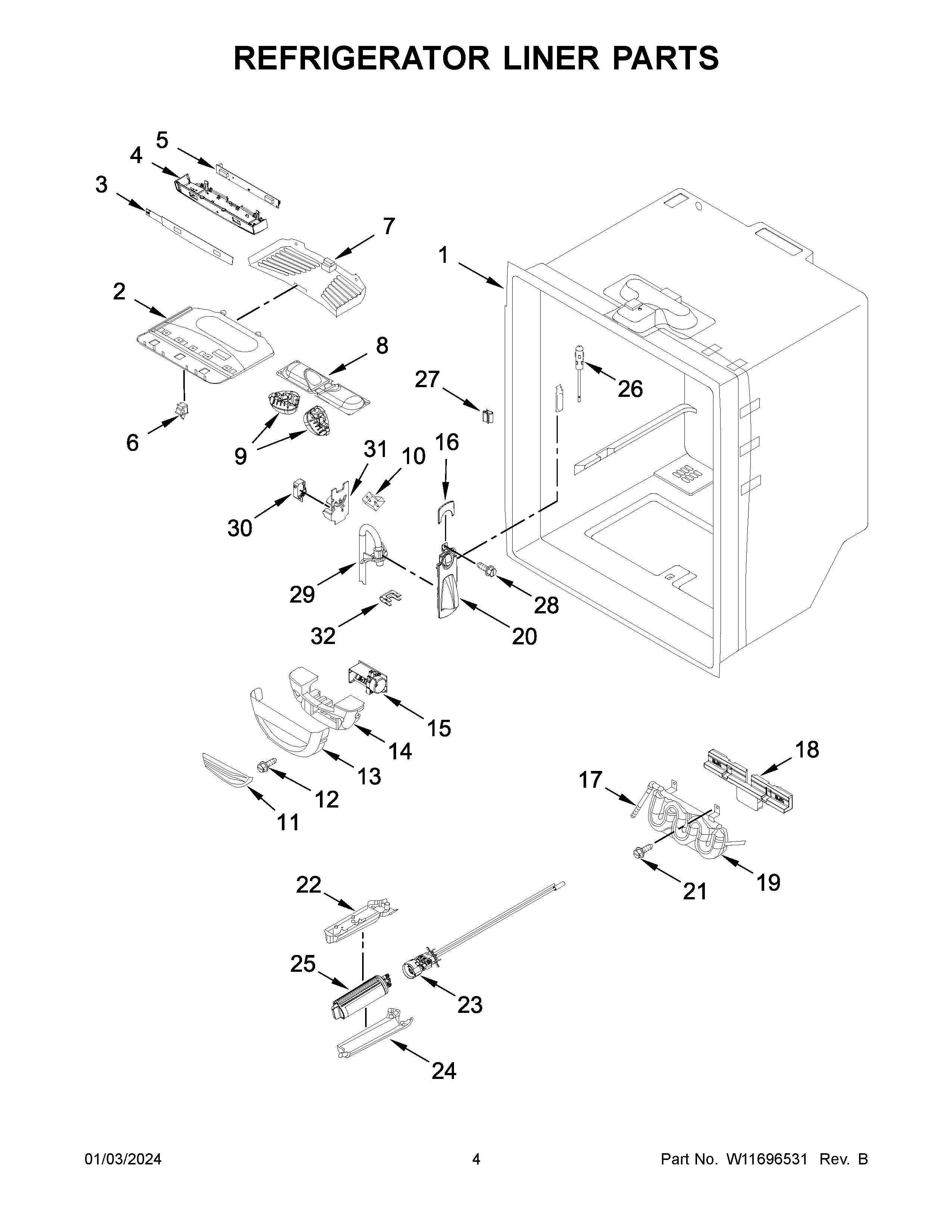 Refrigerator liner parts