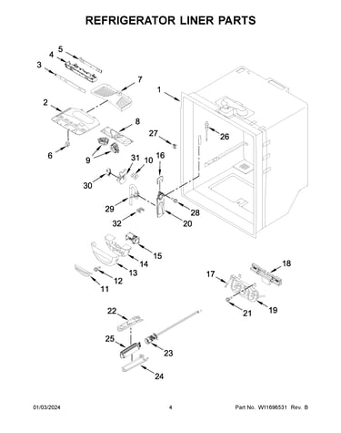 Refrigerator liner parts