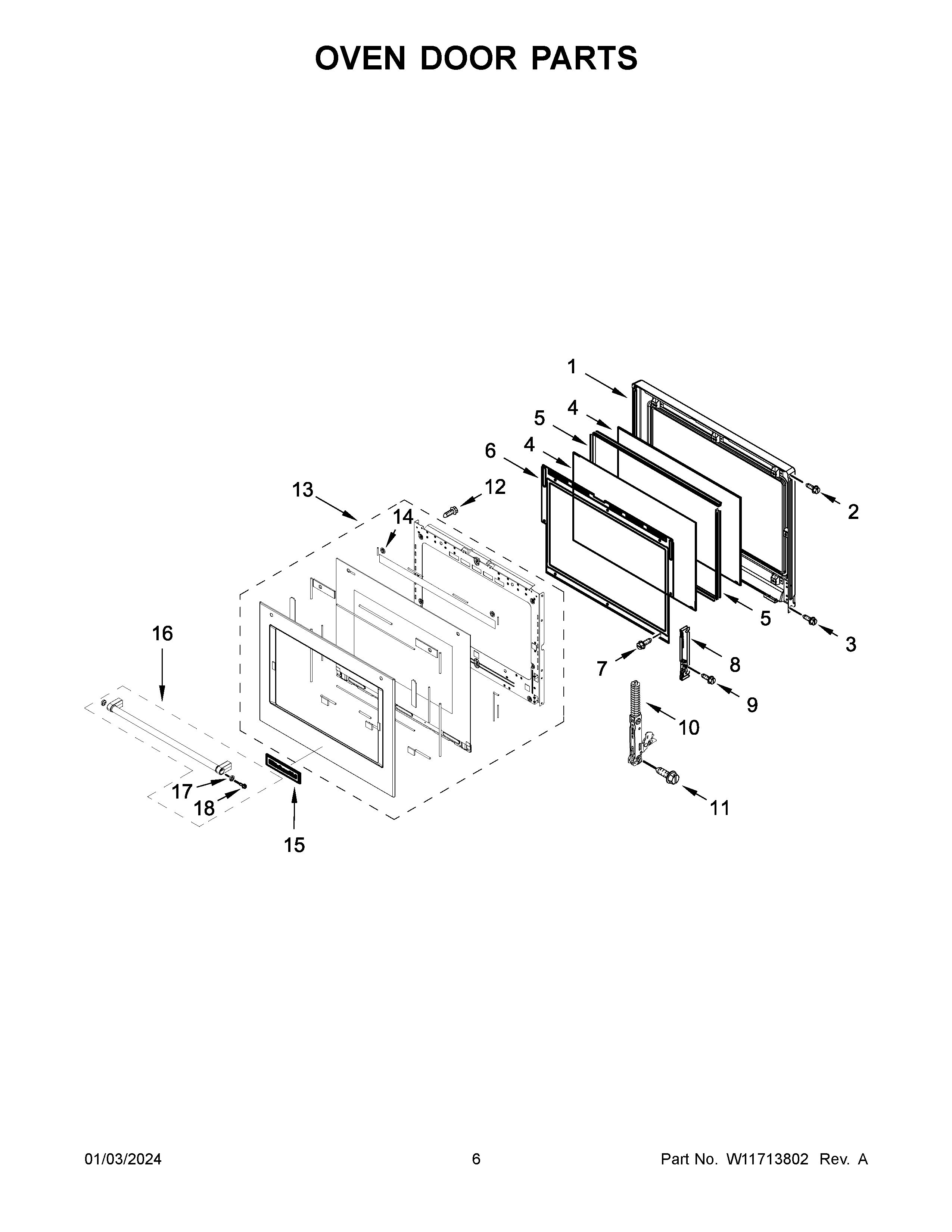 Oven door parts