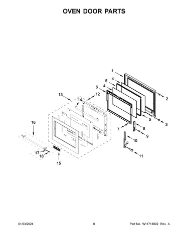 Oven door parts