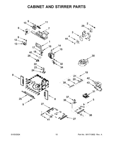 Cabinet and stirrer parts