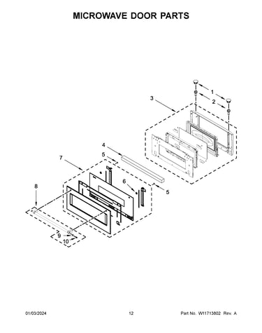 Microwave door parts
