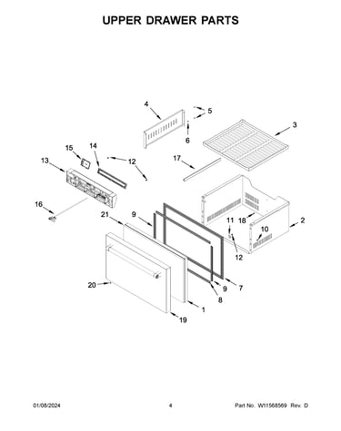 Upper drawer parts