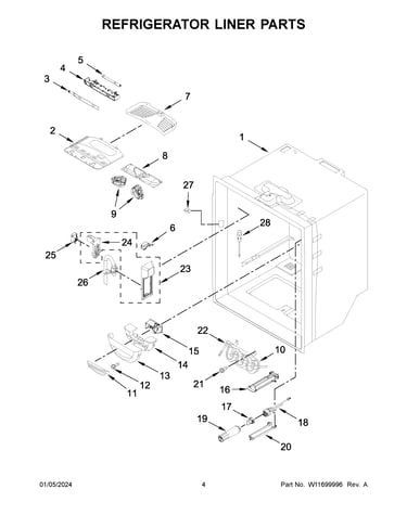Refrigerator liner parts