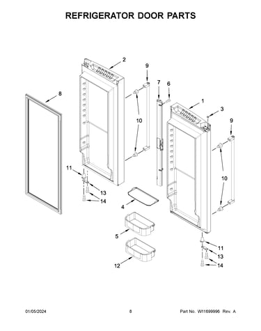 Refrigerator door parts