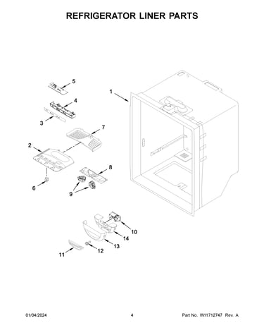 Refrigerator liner parts