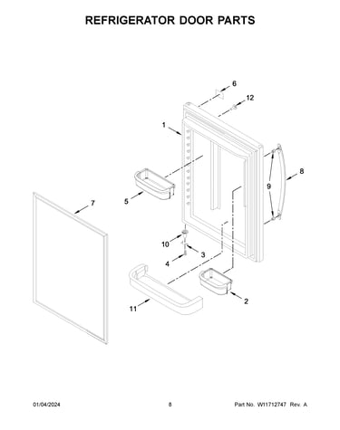 Refrigerator door parts