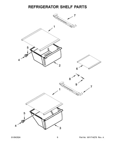 Refrigerator shelf parts