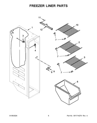 Freezer liner parts