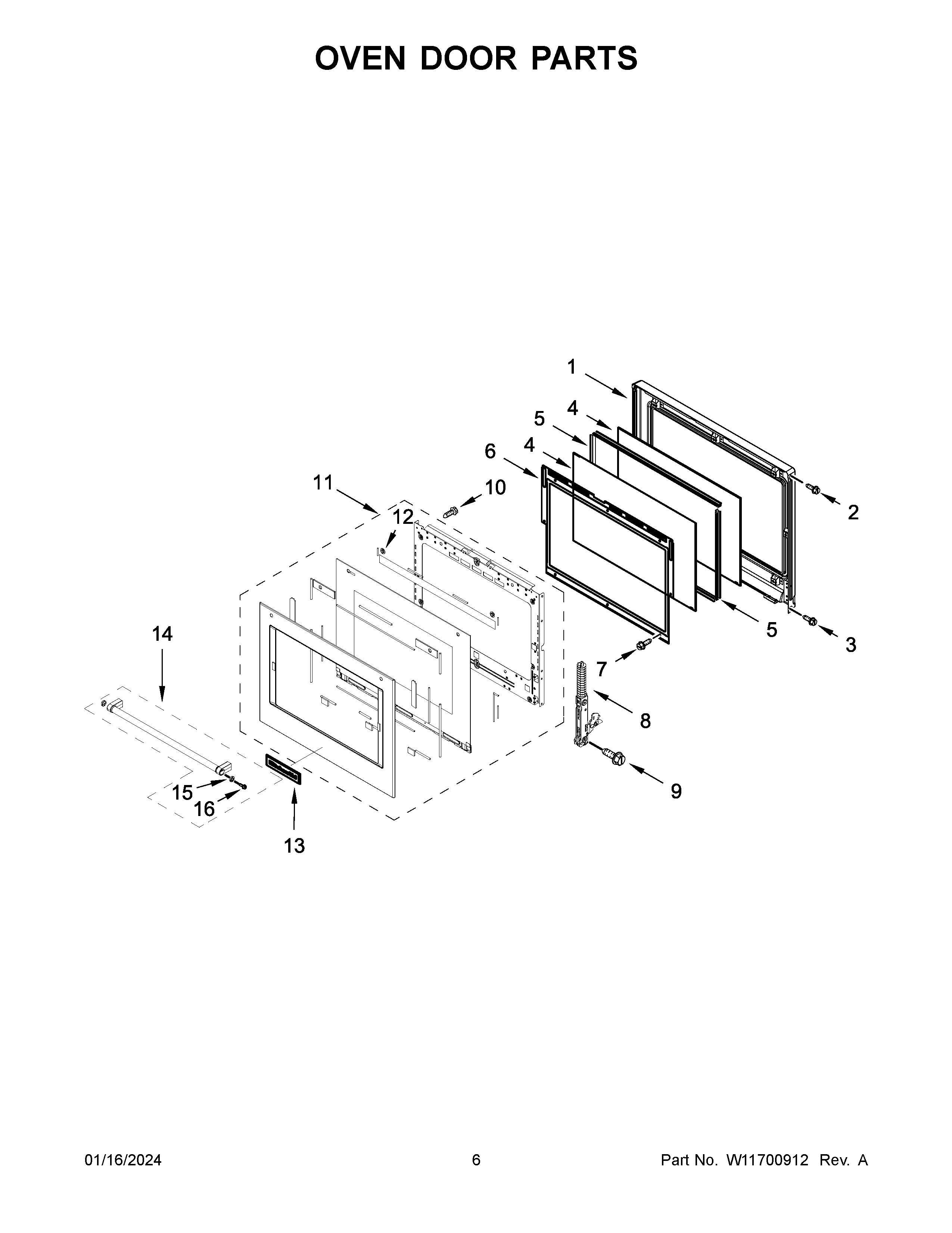 Oven door parts
