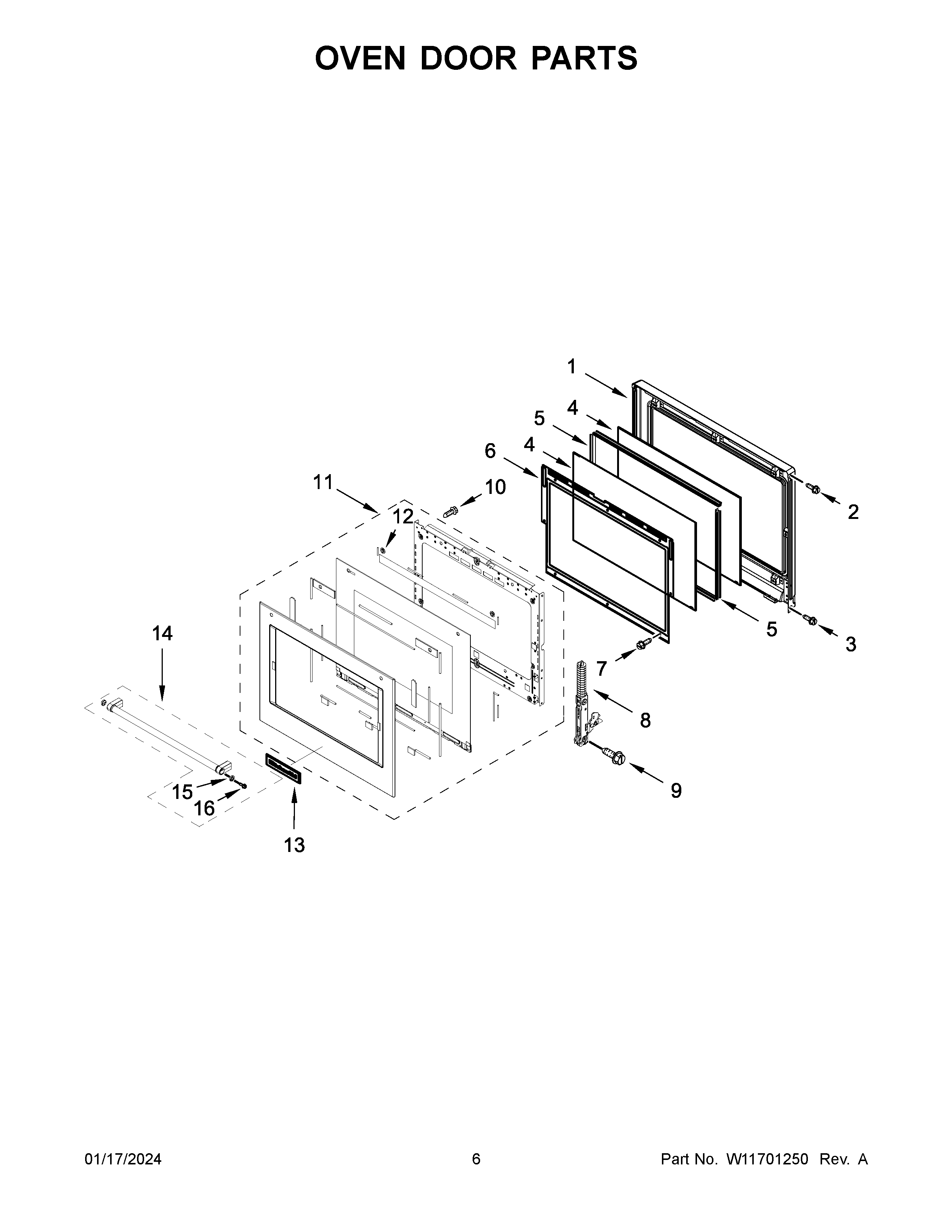 Oven door parts