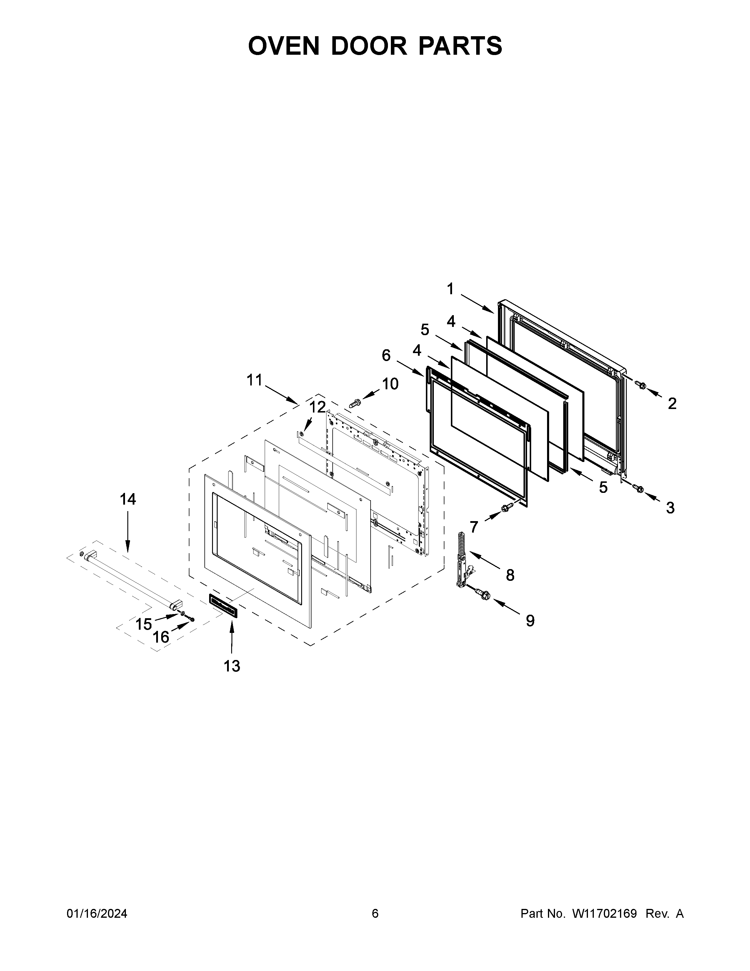 Oven door parts