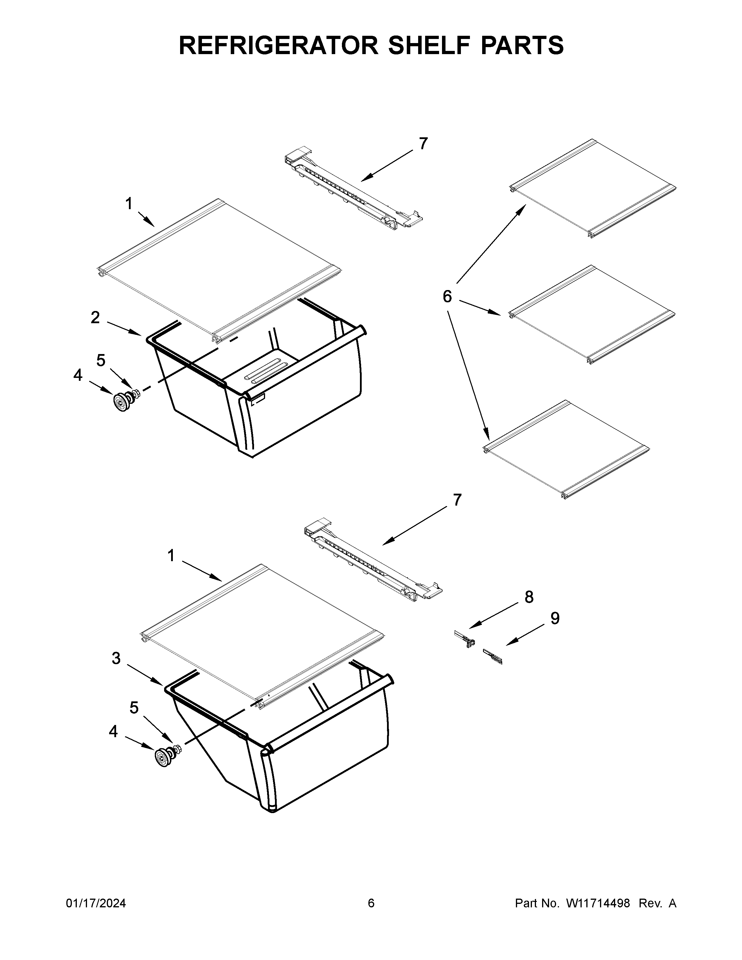 Refrigerator shelf parts