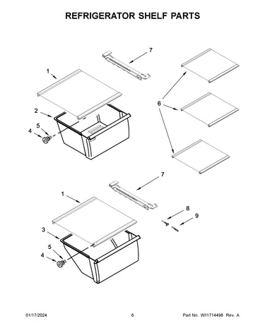 Refrigerator shelf parts