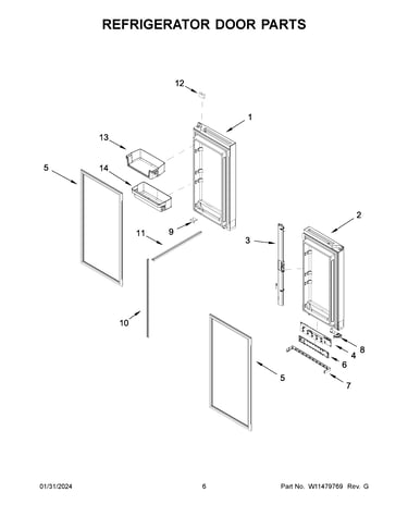 Refrigerator door parts
